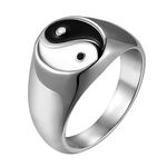 Rofusn Men's Vintage Tai Chi Yin Yang Rings, Stainless Steel Signet Band Ring for Boys Men, Stainless Steel, No Gemstone