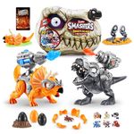 Smashers Dino Island T-Rex Battles (Black Version) by ZURU 50+ Surprises Boys Collectible Dinosaur T-Rex Triceratops Surprise Slime Sand Compounds Discovery