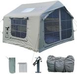 8㎡ Luxury Inflatable Camping Tent for 3–8 People, Aurora Green Thickened Material, 4-Season Family Inflatable House with Chimney Port and Transparent Skylight