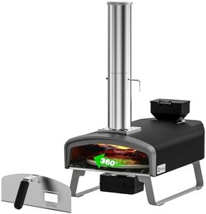 Q Pizza Wood Pellet Pizza Oven with Rotatable Stone, Portable Pellet Pizza Oven with Chimney and Door, Outdoor Pizza Stove for Backyard, Camping, Picnicking, RV, Tailgating, PS106
