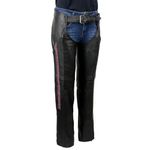 Milwaukee Leather Chaps for Women Black Naked Skin Purple Crinkled Stripes- Reflective Trim Motorcycle Chap MLL6500 - Large