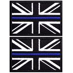 AXEN British Union Jack Patch Blue Line United Kingdom Flag Patch British Union Patches Tactical Patches Hook and Loop Applique for Military Uniform Tactical Bag Jacket Hat, 2pcs