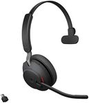 Jabra Evolve2 65 Wireless PC Headset – Noise Cancelling Microsoft Teams Certified Mono Headphones With Long-Lasting Battery – USB-C Bluetooth Adapter – Black