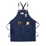 Aprons for women with pockets Stylist Apron for Arts and Crafts Kitchen Funny Waitress Aprons, Blue, 80*56cm