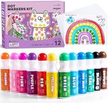 Jar Melo Washable Dot Markers for Toddlers, 12 Colors Dot Paints with 120 Printed PDF & 20 Activity Papers, Non-Toxic Bingo Markers for Kids Arts and Crafts Gifts
