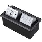 KYHSHJ Dual Pop-Up Floor Electrical Outlet Box Kit，20 Amp Stainless Steel USB TR Receptacle Outlet，3-Port RJ45 Datacom Receptacle，waterproof gasket with IP44 waterproof rating, Corrosive Resistant Hardware，ETL Listed, Black