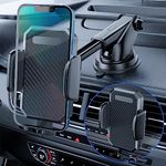 3-in-1 Car Phone Holder, [ Off-Road Level Suction Cup & Clip] Universal Cell Phone Holder Mount Dashboard Windshield Vent One-Hand Operation Holder Compatible with All Smartphones and Cars