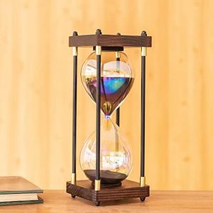 Rainbow Hourglass Timer,60 Minutes Sand Timers,Hour Glass with Sand Timer for Gift,Hourglass Decor for Home, Desk,Office, Wedding Decor (Black)