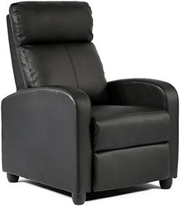 FDW Wingback Recliner Chair Leather Single Modern Sofa Home Theater Seating for Living Room, Black