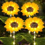 BUCASA Solar Garden Lights Outdoor, Sunflower Outdoor Solar Lights for Outside with Lifelike Bigger Sunflower & Bright 64 LED, Solar Lights Outdoor Waterproof for Yard Lawn Pathway Garden Decor