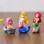 eCraftIndia Set of 3 Little Cute Mermaid Doll Figurines Small Showpieces for Home Decor - Showpiece for Gift - Miniature Toys Gifts for Girls - Home Decor Items - Fish Tank Ornaments, Desktop Decor