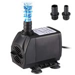 Homvik 2500L/H 45W Submersible Water Pump for Fountain Aquarium Pond Garden and Water Pump Ultra-Quiet Hydroponics System with 2 Nozzles AC220-240V 2.5M Lift Height