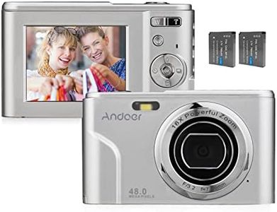 Andoer Portable Digital Camera 48MP 1080P 2.4-inch IPS Screen 16X Zoom Auto Focus Self-Timer 128GB Extended Memory Face Detection Anti-Shaking with 2pcs Batteries Hand Strap Carry Pouch