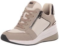 DKNY Women's Kaden-Lace Up Wedg Sneaker, Pebble/Toffee, 5.5 UK