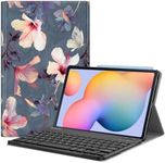 Fintie Keyboard Case for Samsung Galaxy Tab S6 Lite 10.4 Inch 2024/2022/2020, Slim Stand Cover with Secure S Pen Holder Detachable Wireless Bluetooth Keyboard, Hibiscus