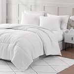 Comforter Set Queen Size - Goose Down Alternative – Washed Ultra-Soft - Premium All Season Warmth Bedding Set (Queen, White)