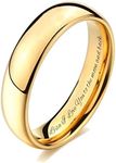 Personalized Men's Gold Tungsten Ring Custom Engraved Free - Ships from USA