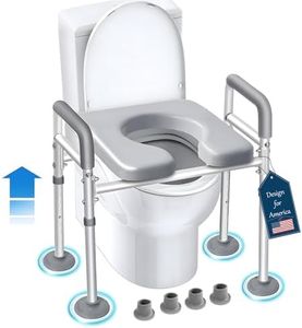 Eosprim Toilet Seat Risers for Seniors Elongated, Raised Toilet Seat with Handles, Toilet Safety Frames & Rails for Elderly and Handicap, Elevated Shower Commode Chair with Arms, Toilet Lift Grab Bar