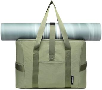 Moyaqi Yoga Tote Bag with Water Bottle Pockets Gym Bag with Yoga Mat Strap Weekender Bags for Women Men (Green)
