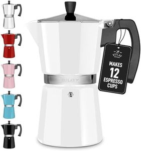 Zulay Premium Moka Pot Espresso - Leak-Proof Stovetop Espresso Maker - Perfect for Authentic Cuban & Italian Style Espresso - Makes 12 Espresso Cups - White