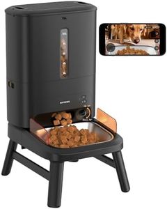 Automatic Dog Feeder for Large Breed with Camera - 15L/ 64 Cups Anti-Clog 5G WiFi Dog Food Dispenser for 2-23mm Kibble, Elevated Stand, Large Food Tray, 1080P HD Video with Night Vision, Keeps Fresh