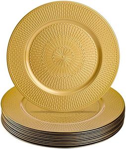 DEAYOU 12 Pack Gold Charger Plate, 13-inch Beaded Chargers Plates, Wedding Charger Platter for Serving, Party, Holiday