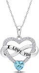 Abbie+Cleo 2.55 CT TGW Women's Cubic Zirconia Pendant - Collares Para Mujeres - 925 Sterling Silver - Specific Birthstone Pendant (March - Silver 18in Chain)