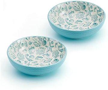 Pfaltzgraff Venice Set of 2 Pasta Bowls, 8 Inch, Teal and White