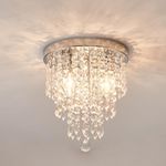 Surpars House Ceiling Light, Mini Chandelier, Silver Crystal Ceiling Lighting Fixture for Living Room,Bedroom,Dining Room,Kitchen,Office, Hallway (Contemporary)