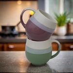 U & U UNIQUE UTILITIES Ceramic Coffee Mug Milk Cup for Home & Office Gift (Purple-Olive Green) - 450 ML (Set of 2)