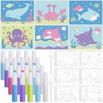 VercanMonth 30 Sets Ocean Animal Sand Art Kits for Kids DIY Ocean Craft Sand Painting Colored Sand Art Painting Cards Set for Children DIY Arts Ocean Theme Educational and Learning Activities