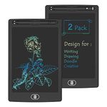 [2 Pack] 8.5 Inch Reusable Colorful LCD Writing Tablet Ewriter,TIQUS Notepad Board with Stylus - Black