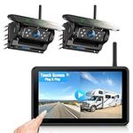 Solar Powered Wireless Reversing Camera Kit 7" 1080P Monitor, 1 Min DIY Installation & Support 4 Split Screen, IP69K Waterproof Reversing Camera for Car Van Truck Trailer