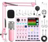 Podcast Equipment Bundle: SN800 Mixer with XLR Mic, Auto Ducking, 16-Level DeNoise, 4000mAh Battery, for Streaming, Singing, Recording, Compatible with PC/Phone/Bluetooth/Instruments