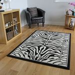 Safari Animal Black & White Zebra Stripe Print Rug 160cm x 230cm (5ft 3" x 7ft 6")