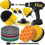 Holikme 11 Piece Drill Brush Attachment Set Scouring Pads Power Scrubber Brush Scrub Pads Cleaning Kit-All Purpose Cleaner for Bathroom Surfaces, Floor, Tub, Shower, Grout, Tile, Corners