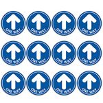 12 Pack Arrow Social Distancing Floor Stickers, TAOPE One Way Decals Round Adhesive Anti-Slip Safety Signs Blue Marker for Crowd Control Guidance Businesses Restaurants Bank Hospitals Supermarket-31CM