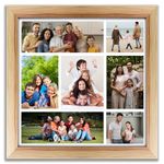 Amazon Brand - Umi Personalized Framed Photo Collage Gift with Plexiglass- Upload & Customize 7 Photos (13 x13 inch) (Naural Oak Frame)