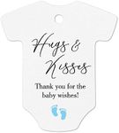 Hugs Kisses Thank You for The Baby Wishes Boy Baby Shower Favor Candy Tags, 50pcs