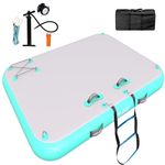 JOOLOOG Inflatable Floating Dock Mat,6 inches Thick Inflatable Stable Platform Raft with Storage Bag None-Slip Surface for Lake Beach Pool Green 6x5ft