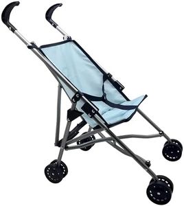 DOLLSWORLD from Peterkin | Deluxe blue four wheel folding stroller, suitable for dolls up to 56cm (22"). Stroller measures 52 x 27 x 55cm | Dolls & Accessories | Ages 3+