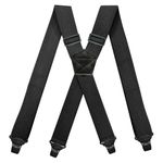 1.5Inch Elastic Mens suspenders,ZTONE Heavy Duty Strong Clips Adjustable Elastic X Back,Work suspenders for men,Mens suspenders for jeans(Black-clip)