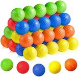 50 Pack Practice Golf Balls, Foam Golf Practice Balls, Realistic Feel and Limited Flight Training Balls for Driving Range Swing Practice Indoor or Outdoor (5 Colors, 10 per Color