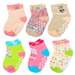 Mee Mee Anti-Skid Non-Slip Socks | Pack of 6 Assorted Prints | Soft Cotton Infant & Toddler Socks with Stretchable Cuffs, Breathable & Hypoallergenic Fabric | Fade-Resistant for Boys & Girls