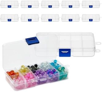 Juvale 12 Pack Mini Clear Storage Containers with 10 Grid Dividers - Small Plastic Tackle Boxes for Beads, Buttons, & DIY Jewelry - 2.5 x 5 In Bulk Storage Organizer Set