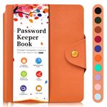 BLESWIN Password Book - Small Password Book Alphabetical with Tabs, Password Logbook for Computer and Internet Address Website Login, Password Journal for Book Buckle, Password Safety, Orange