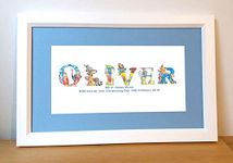 Framed Name Picture, Baby Gift, Christening gifts, New Baby Keepsake, Framed Name, Baby Boy, Baby Gift Gifts Animal Alphabet