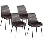 HOMCOM Dining Chairs Set of 4, Modern PU Leather Upholstered Kitchen Chairs with Diamond Tufted Backs and Steel Legs for Living Room, Brown