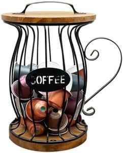 Habitree Coffee Pods Holder Organizer, Large Capacity K Cup Storage and Organization Kcup Container Basket for Kitchen Counter Countertop Office Kpop Desktop Stand organizador de cafe (with Lid)