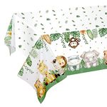 Yiran Jungle Animal Safari Tablecloth Plastic Rectangular Waterproof Woodland Theme Table Cloth 54x108” Zoo Table Cover for Kids Boys Girls Wild One Baby Shower Birthday Party Decor Supply